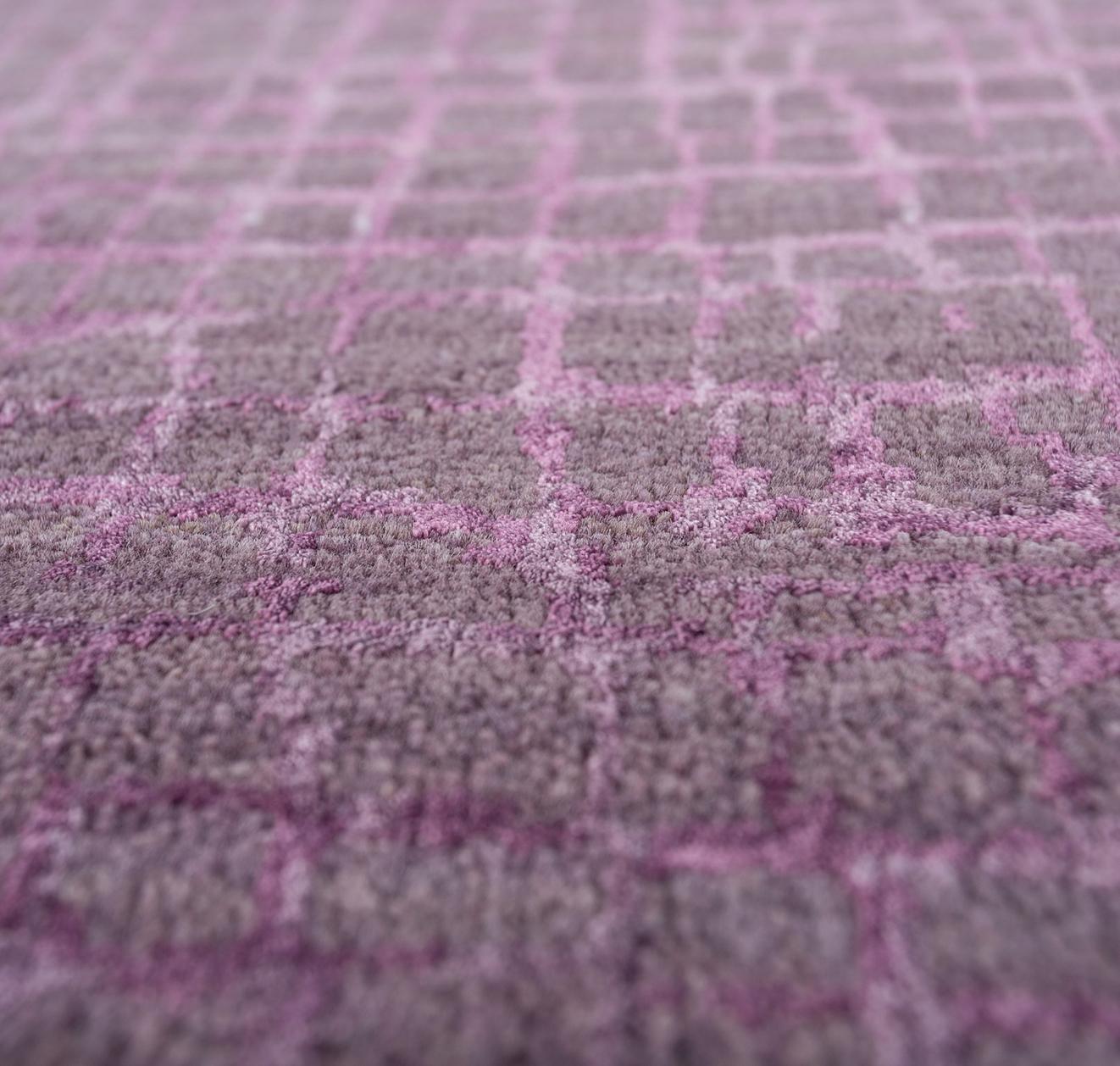 Minimalist  Lavender Rug by Rural Weavers, Knotted, Wool, Bamboo Silk, 240x300cm For Sale
