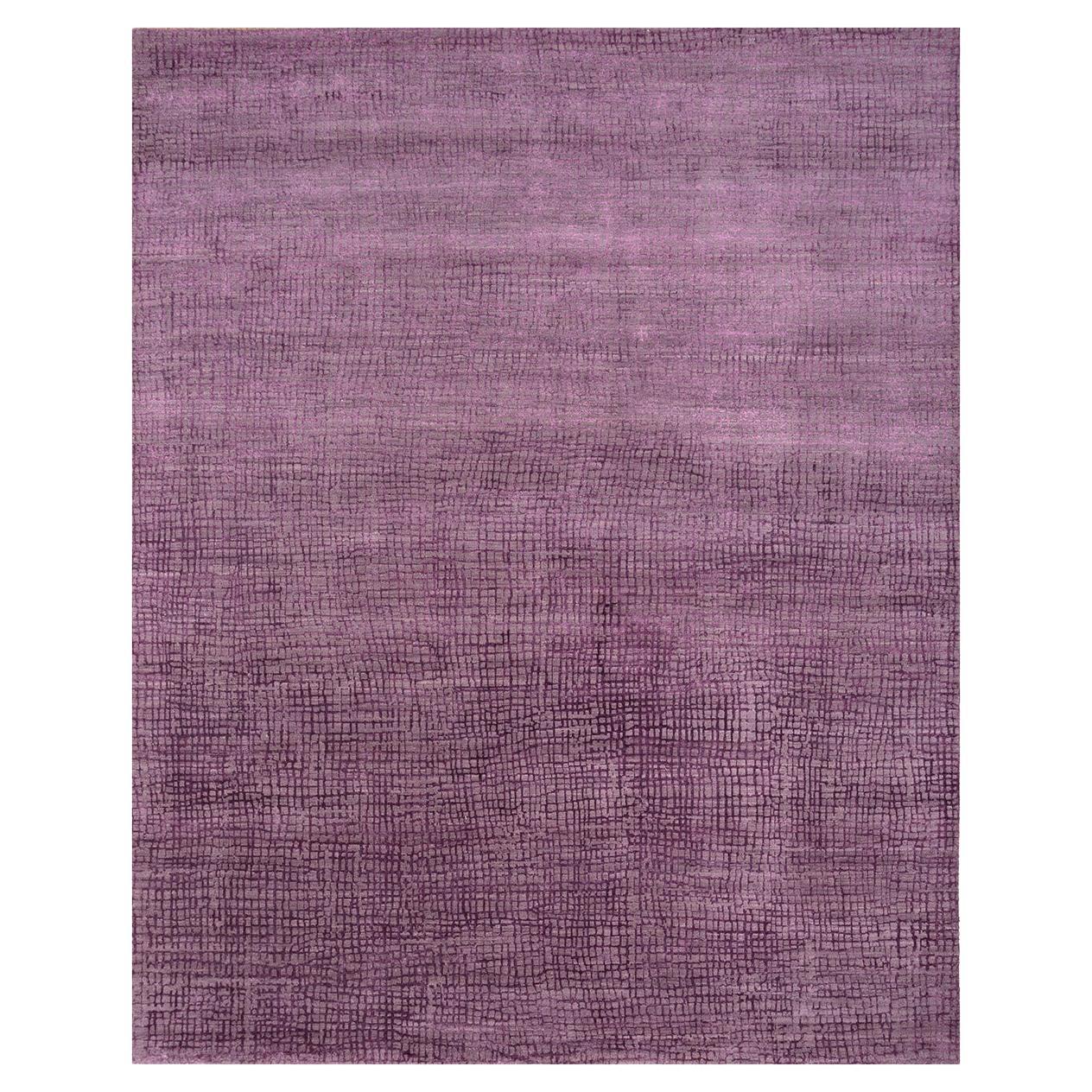  Lavender Rug by Rural Weavers, Knotted, Wool, Bamboo Silk, 240x300cm For Sale