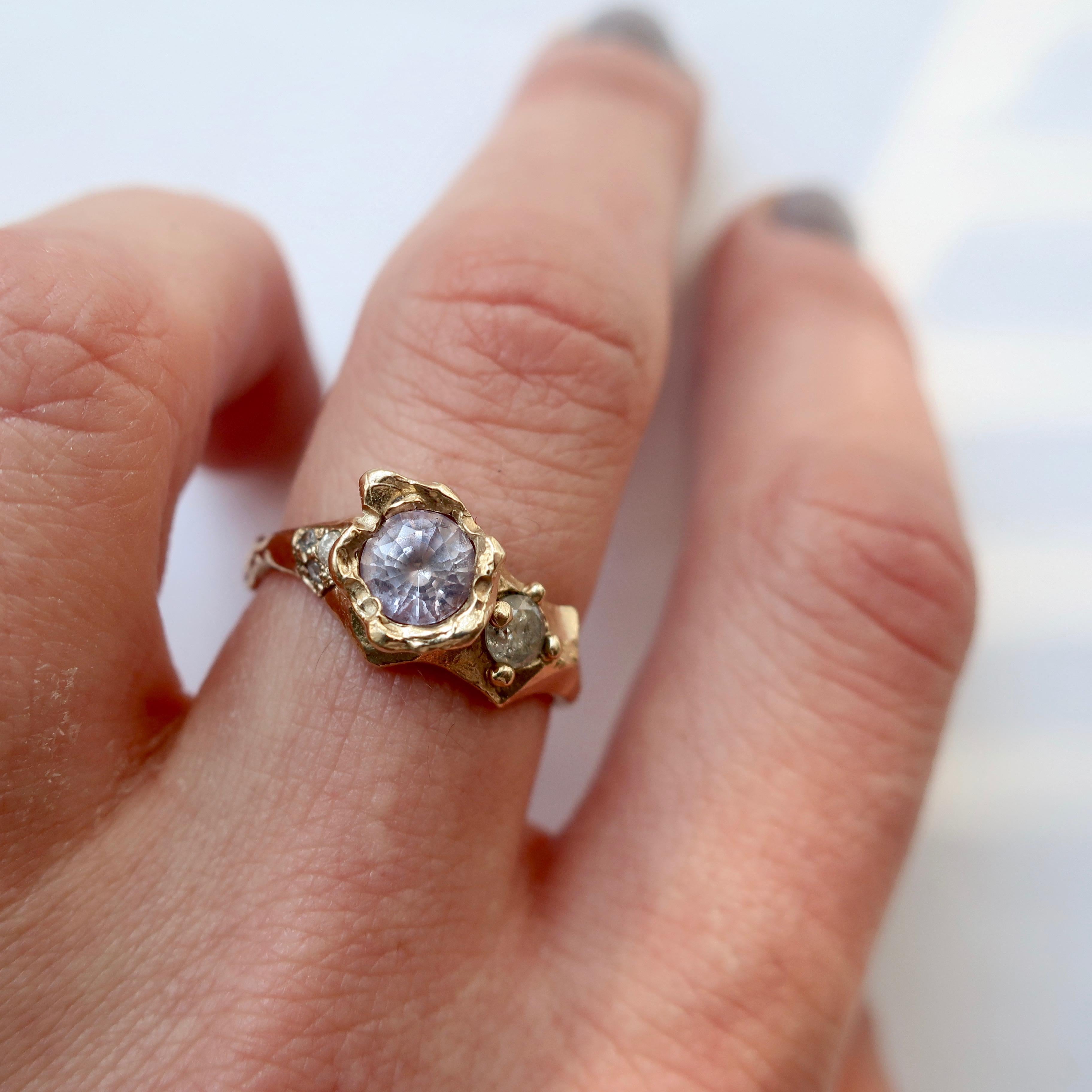 Artist Lavender Sapphire and Diamond Asymmetrical Ring
