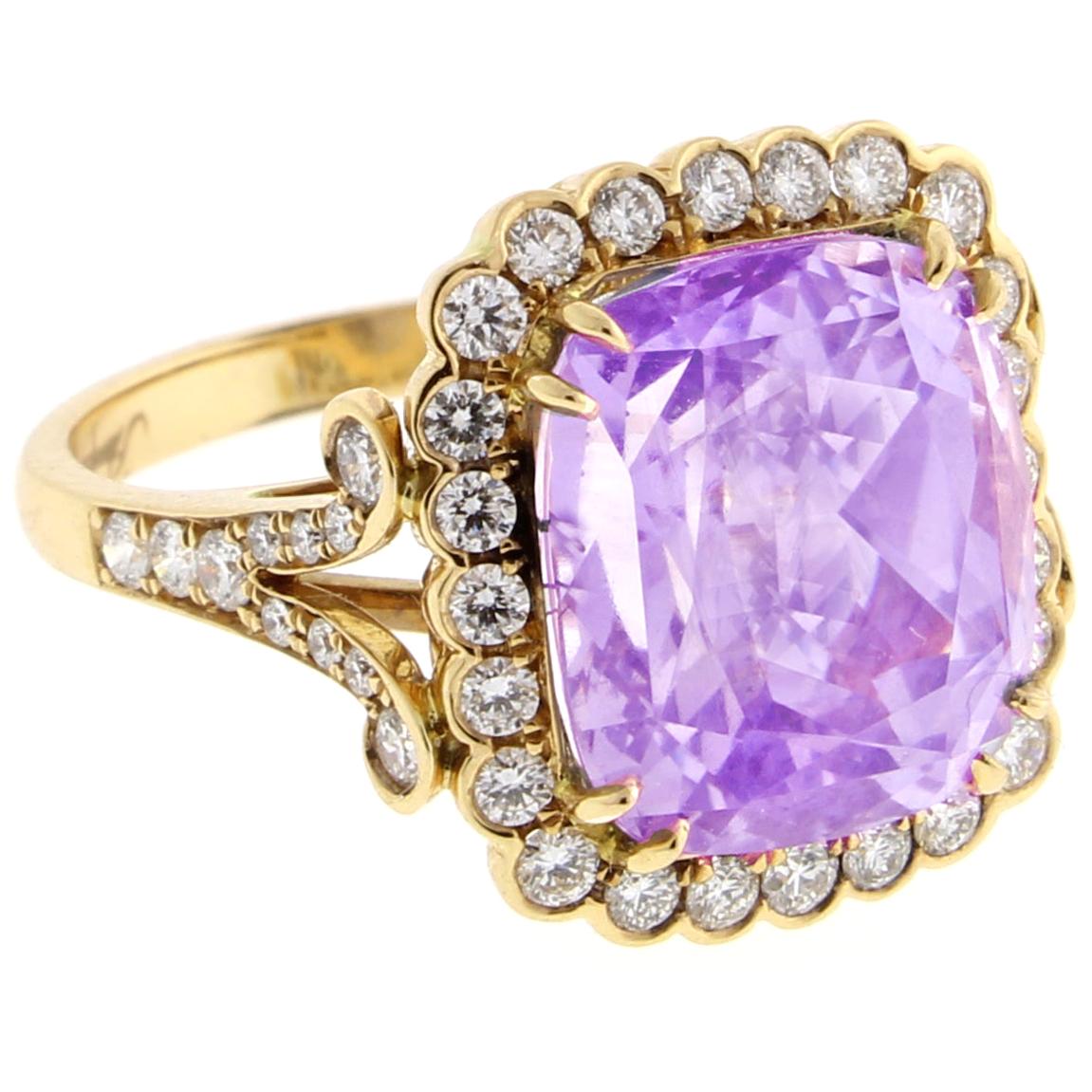 Lavender Sapphire and Diamond Ring by Pampillonia For Sale