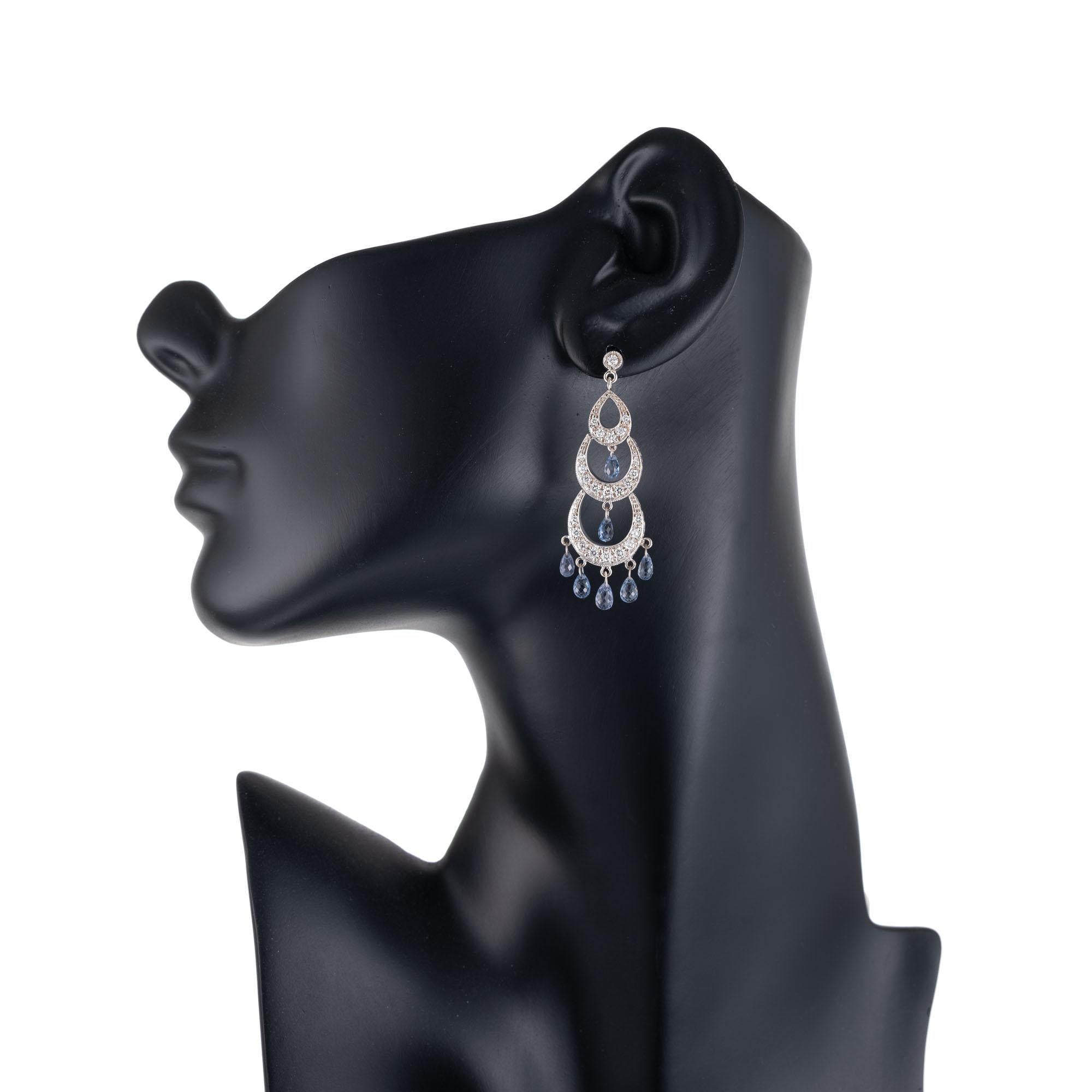 Pendants d'oreilles chandelier en saphir lavande, diamant et briolette Pour femmes en vente