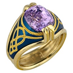 Lavendelfarbener Saphir-Ring in Blau und Gold von Zoltan David