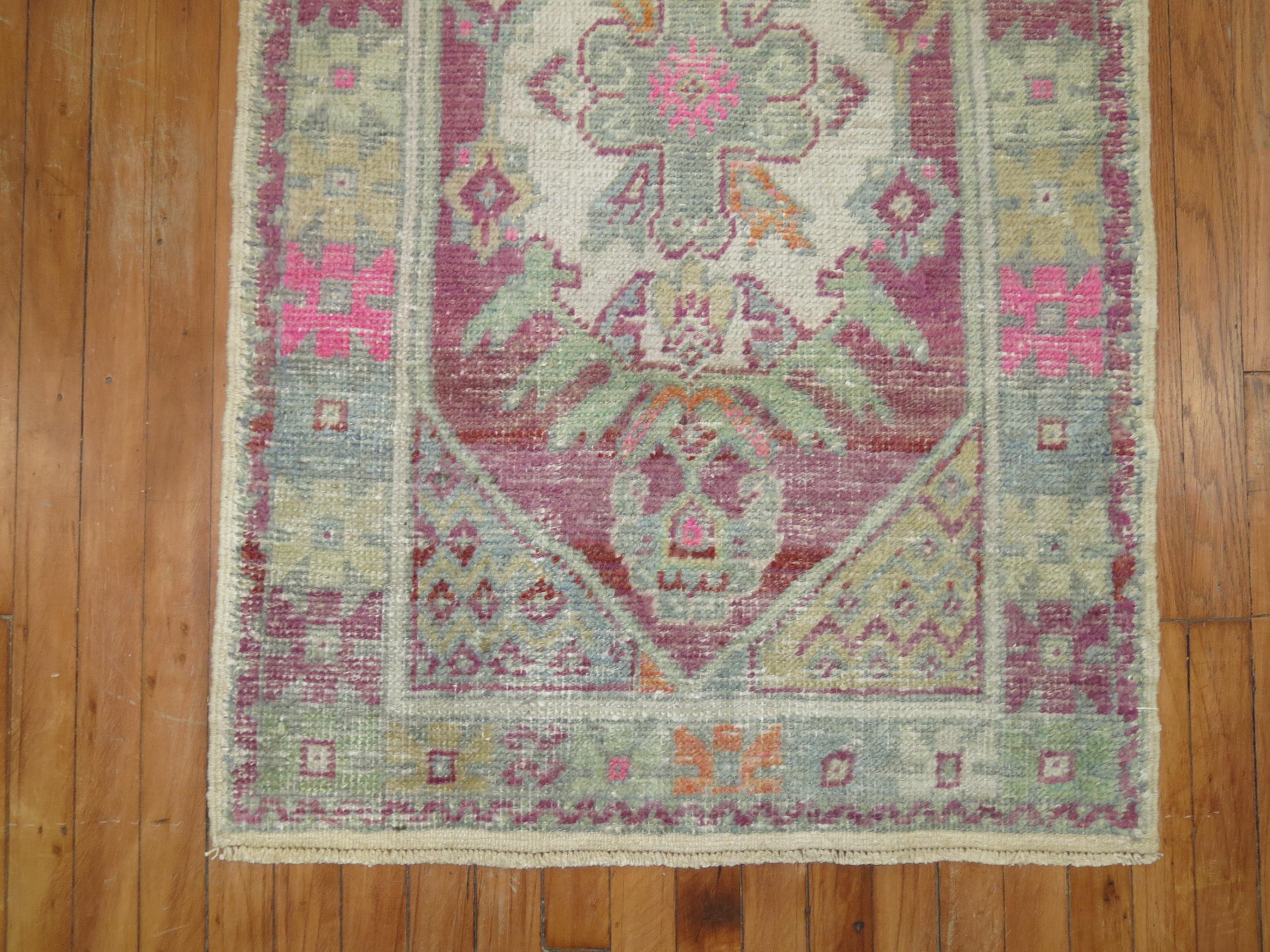 Hand-Knotted Lavender Set of Wool Square 20th Century Turkish Scatter Size Rugs For Sale
