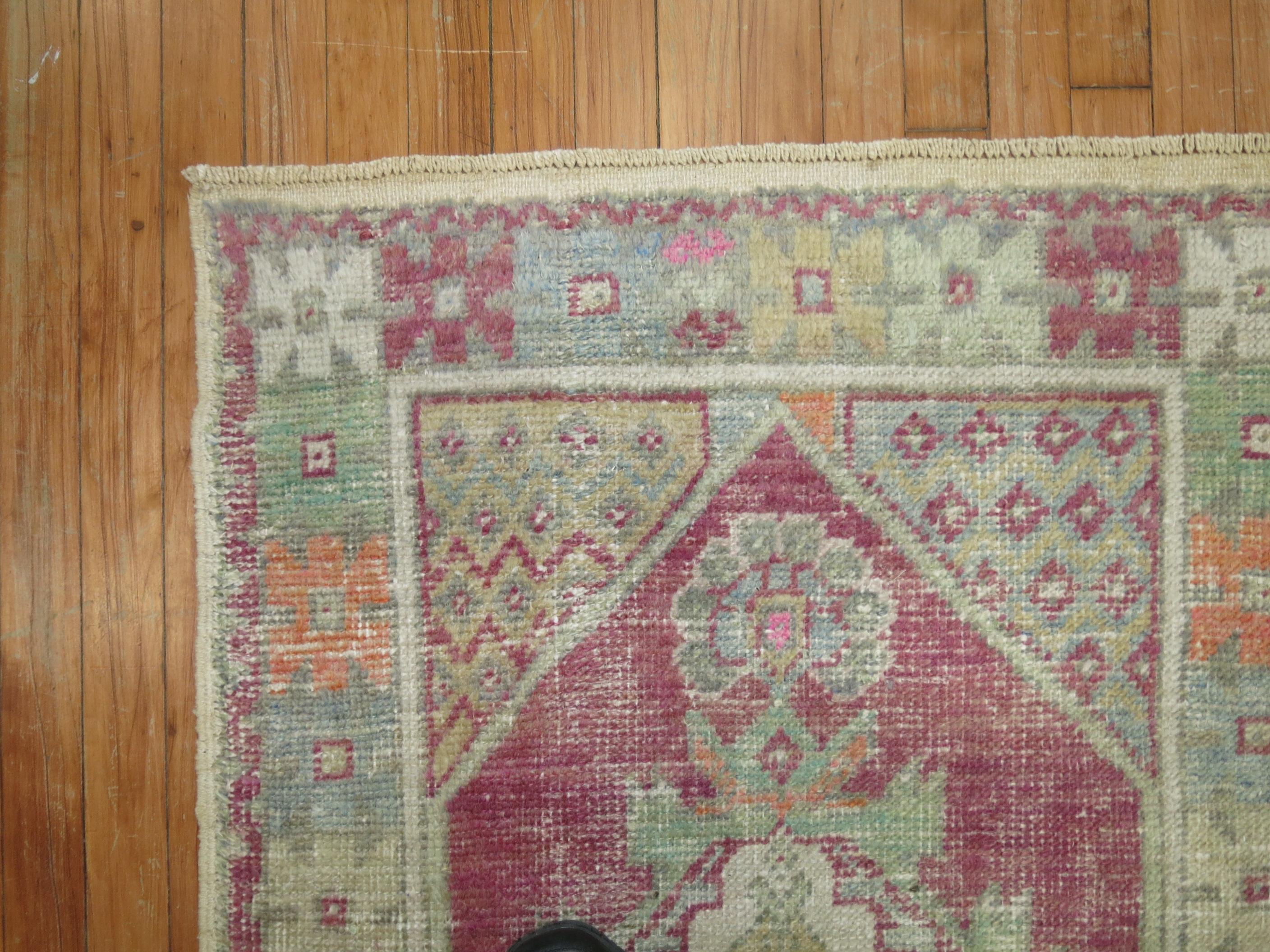 Lavender Set of Wool Square 20th Century Turkish Scatter Size Rugs For Sale 1
