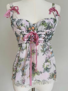 Chantal Thomass Vintage Lavendel Scherben Boudoir Toile Korsett Top