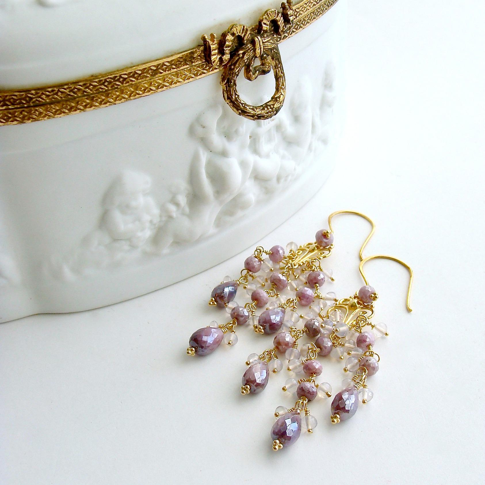 Lavender Silverite Opal Moon Quartz Chandelier Earrings, Veronique Earrings (Kunsthandwerker*in)