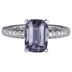 Lavender Spinel 3.41 carat Ring with diamonds in 18K white gold