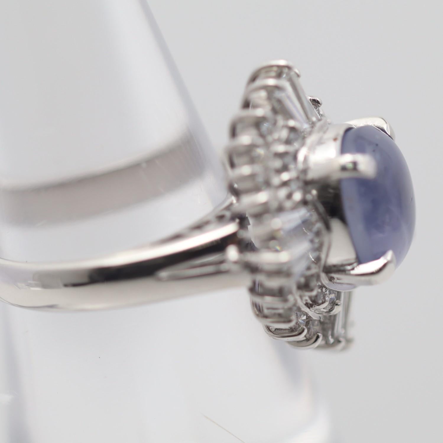 Women's or Men's Lavender Star Sapphire Diamond Platinum Ring For Sale