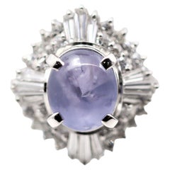 Lavender Star Sapphire Diamond Platinum Ring