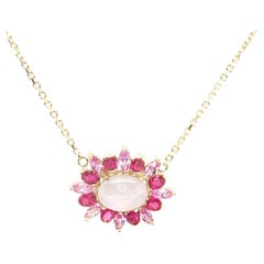 Lavender Star Sapphire, Ruby and Pink Sapphire Pendant Necklace in 18k Gold