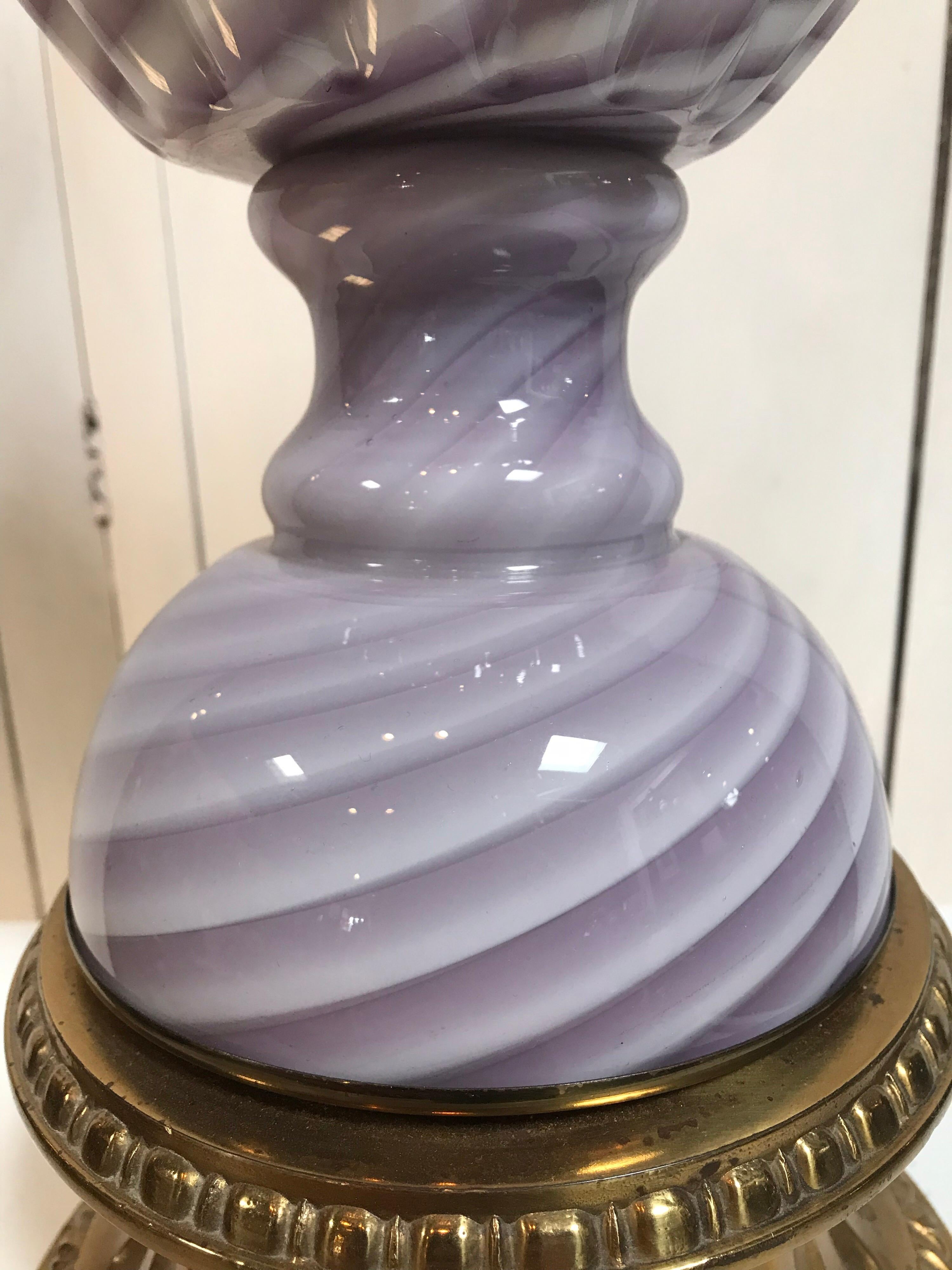 Italian Lavender Stripe Murano Lamp