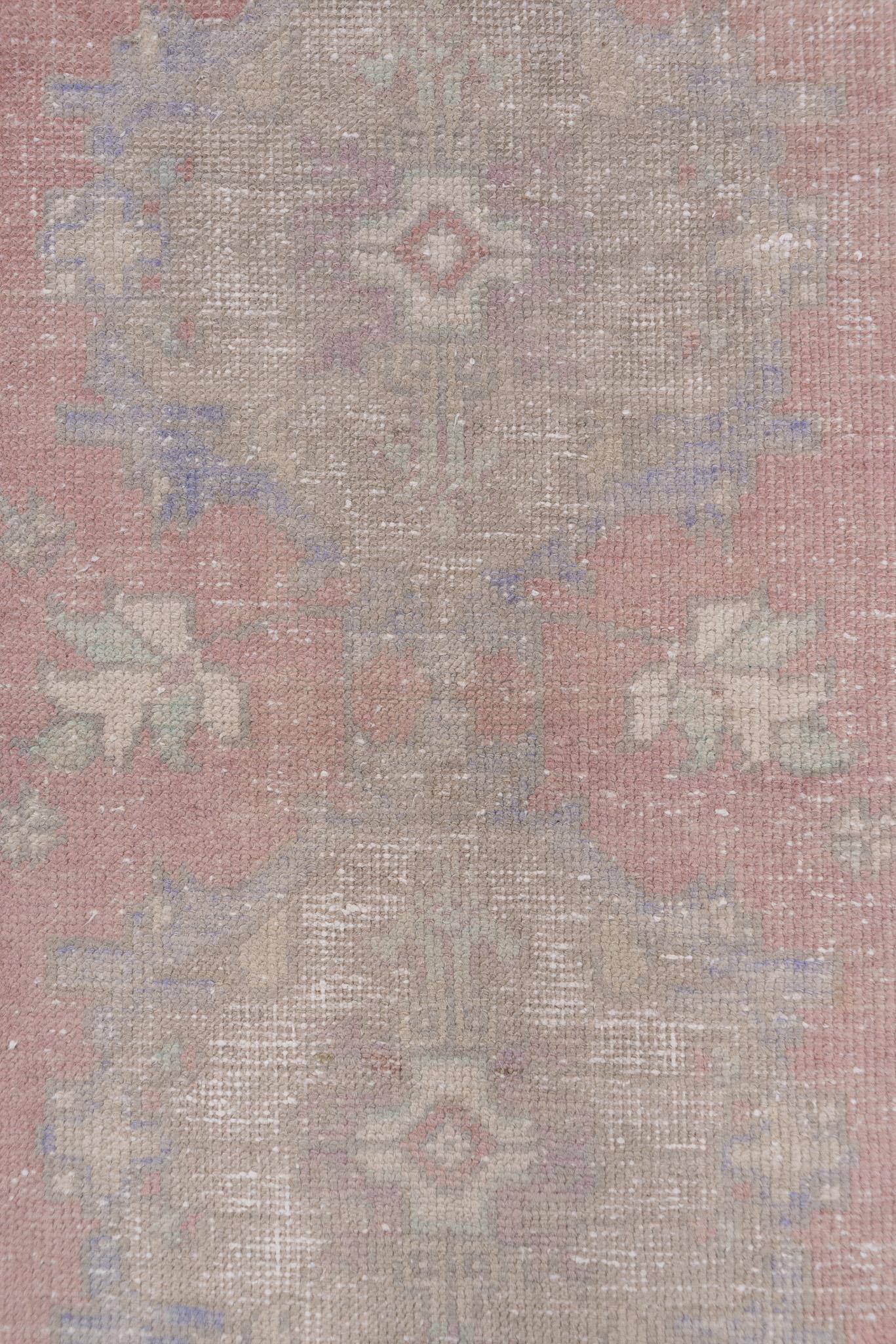 Turkish Lavender Wash Oushak Antique Rug For Sale