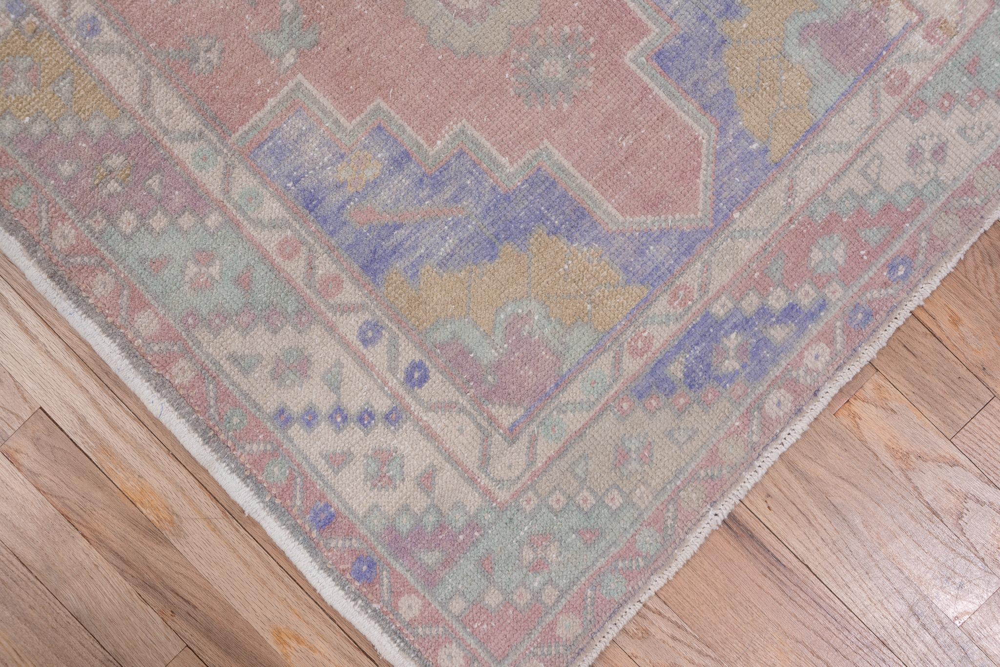 20th Century Lavender Wash Oushak Antique Rug For Sale