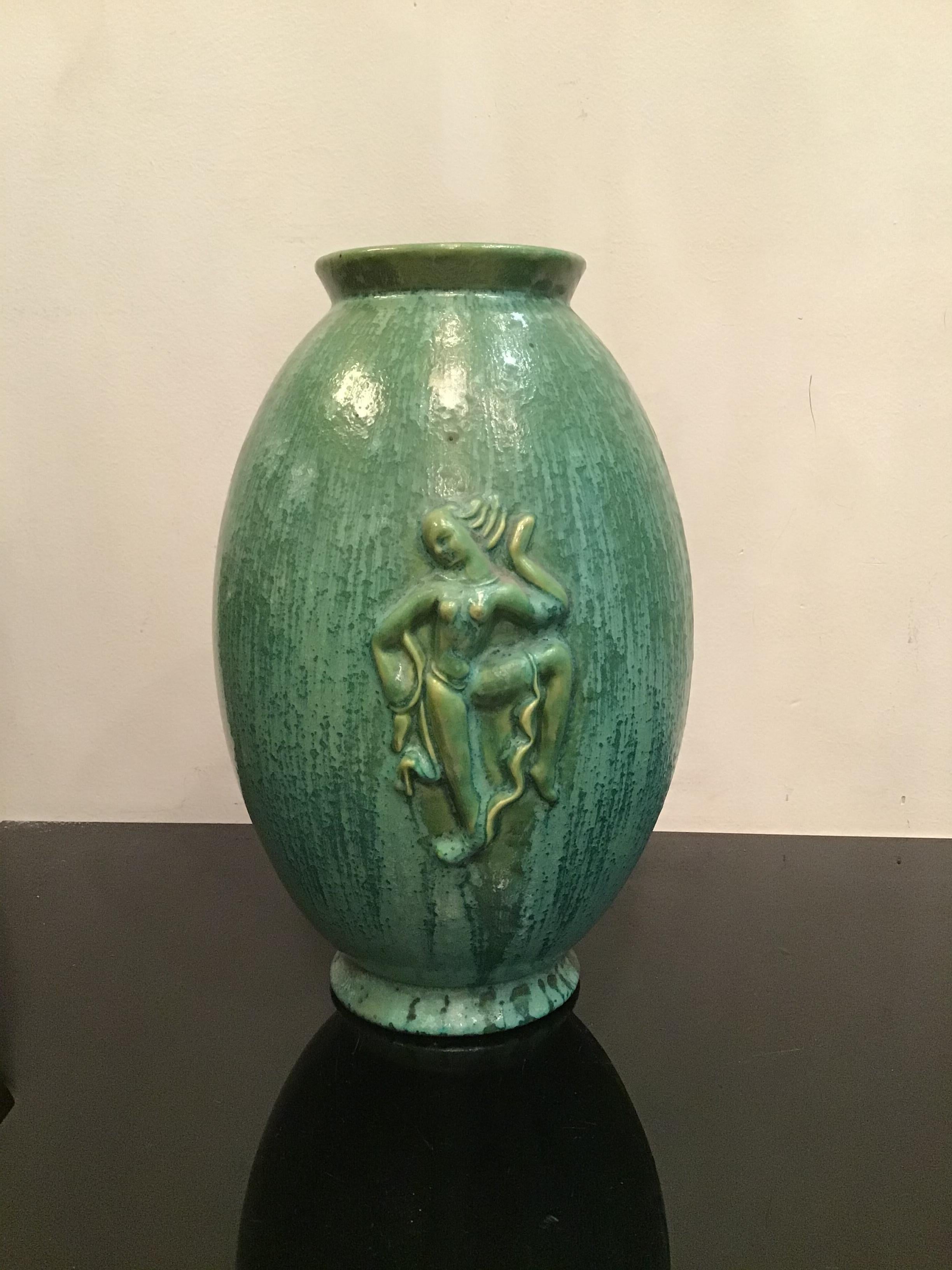 Lavenia Angelo Biancini Maiolica vase, 1930, Italy.