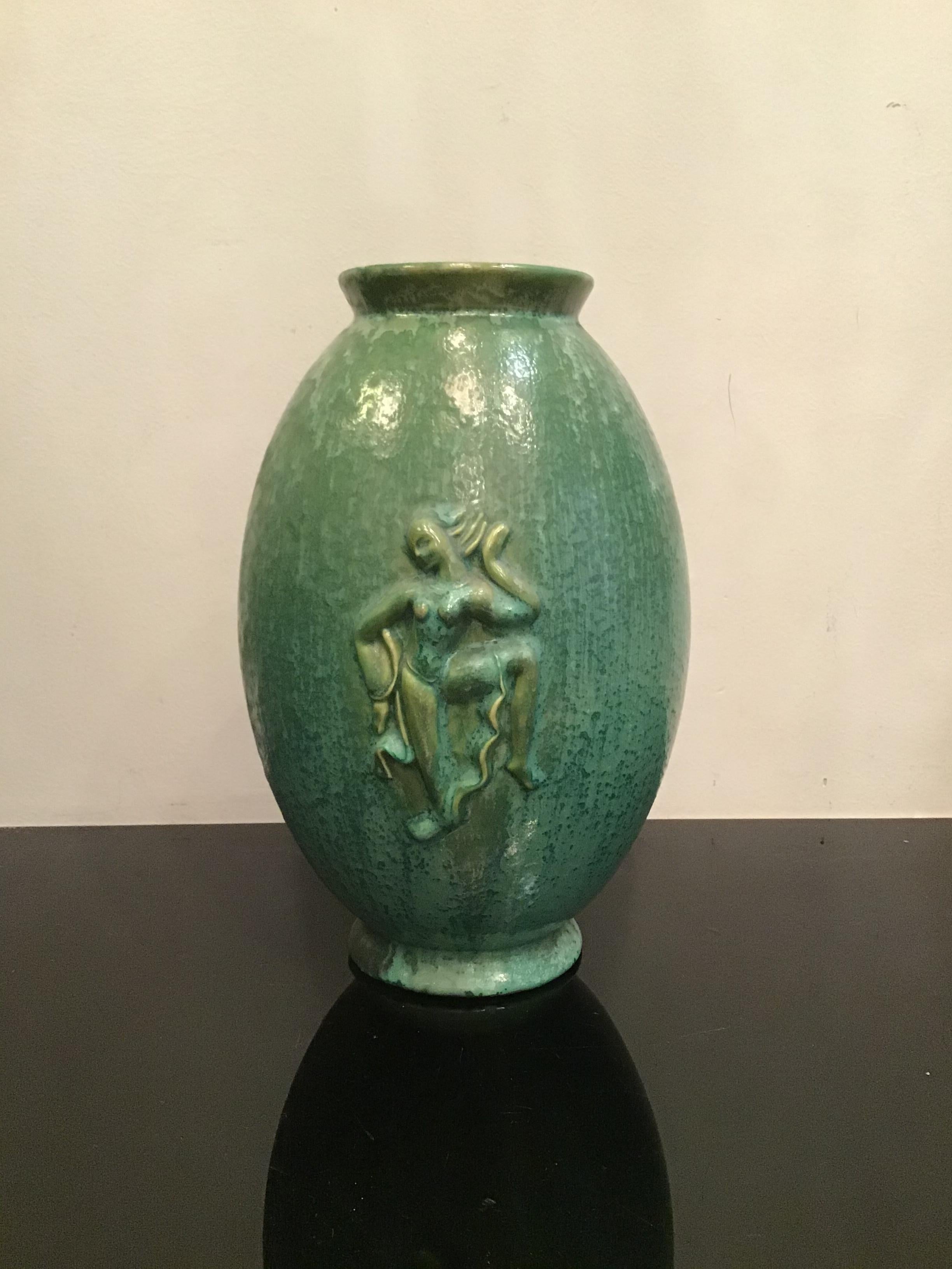 Italian Lavenia Angelo Biancini Maiolica Vase, 1930, Italy For Sale