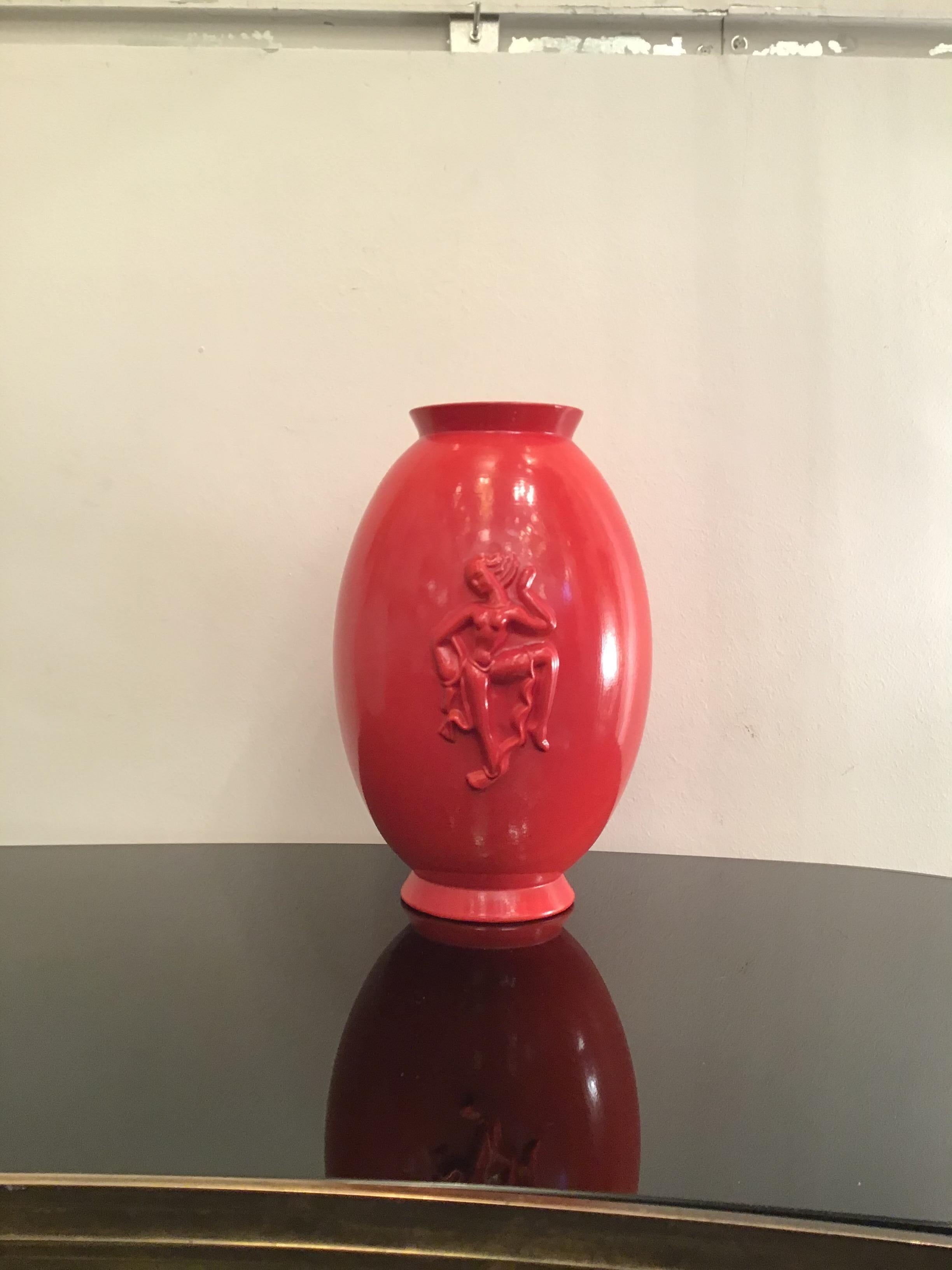 Lavenia Angelo Biancini Maiolica Vase, 1930, Italy In Excellent Condition In Milano, IT