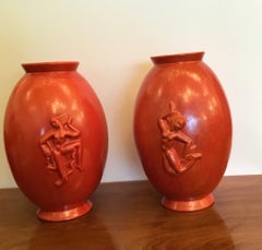 Laveno Angelo Biancini Maiolica Terracotta Vase, Italy, 1930