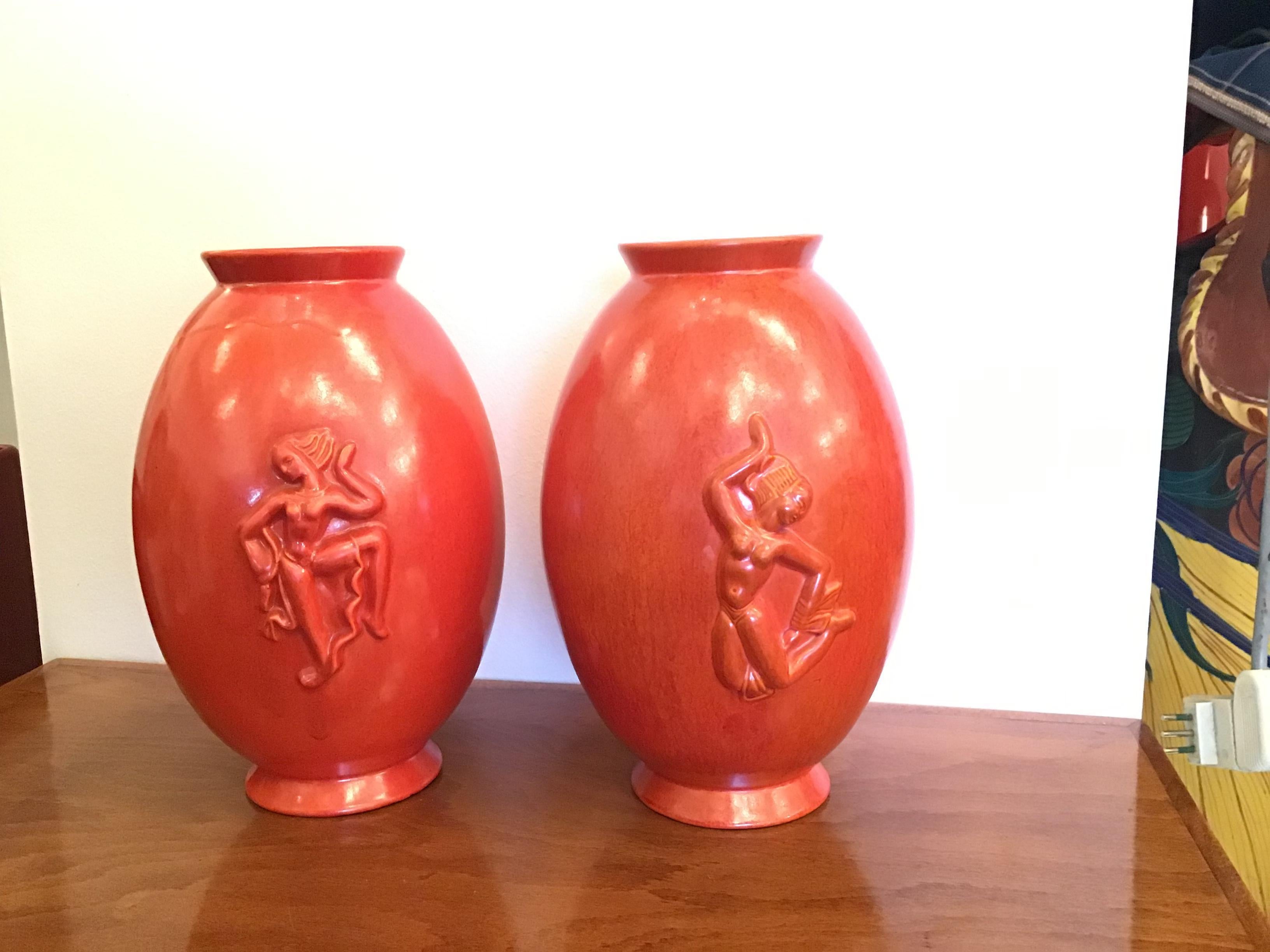 Laveno Angelo Biancini Maiolica Terracotta Vase, Italy, 1930 In Excellent Condition For Sale In Milano, IT