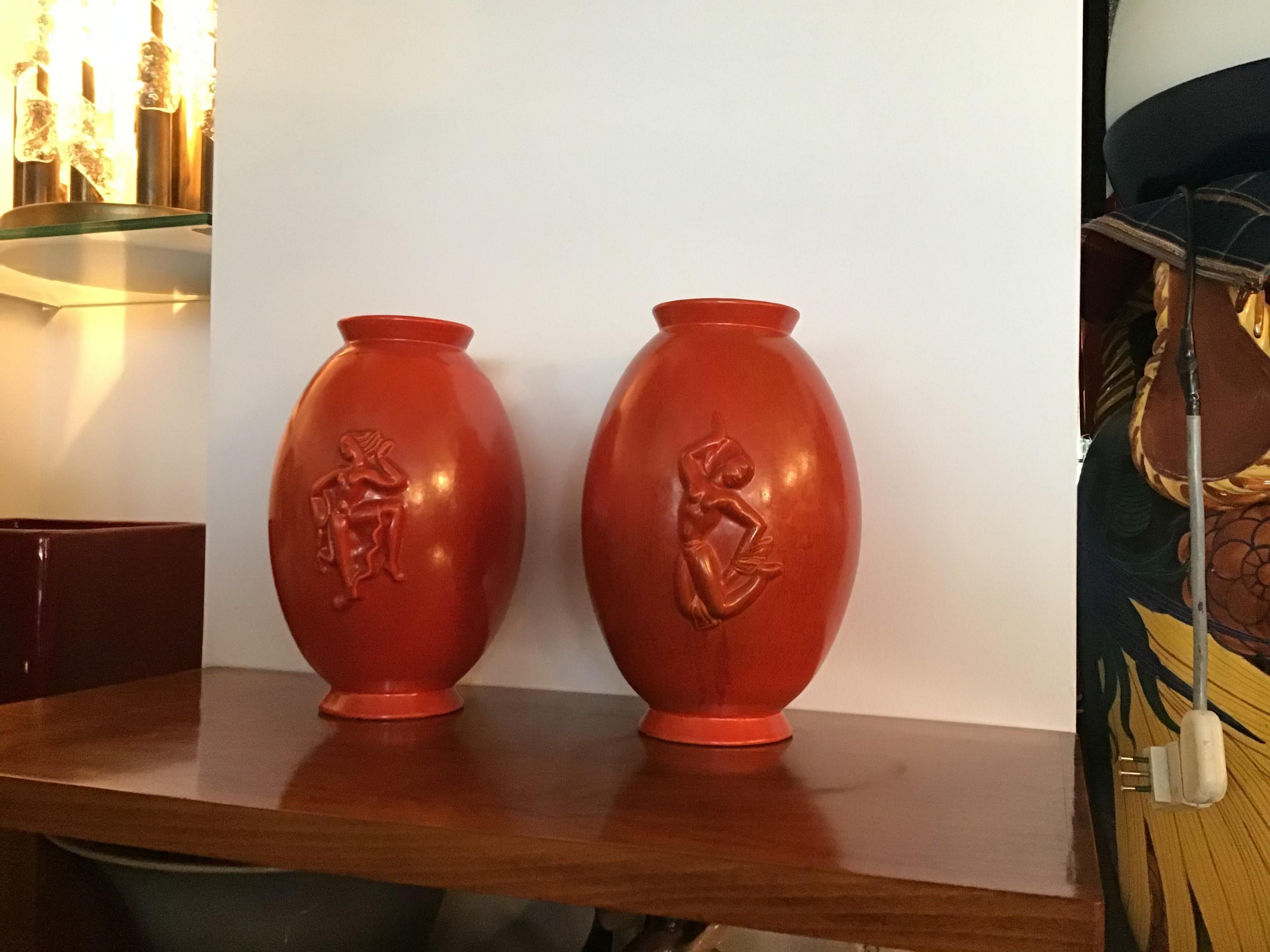 Laveno Angelo Biancini Maiolica Terracotta Vase, Italy, 1930 For Sale 1