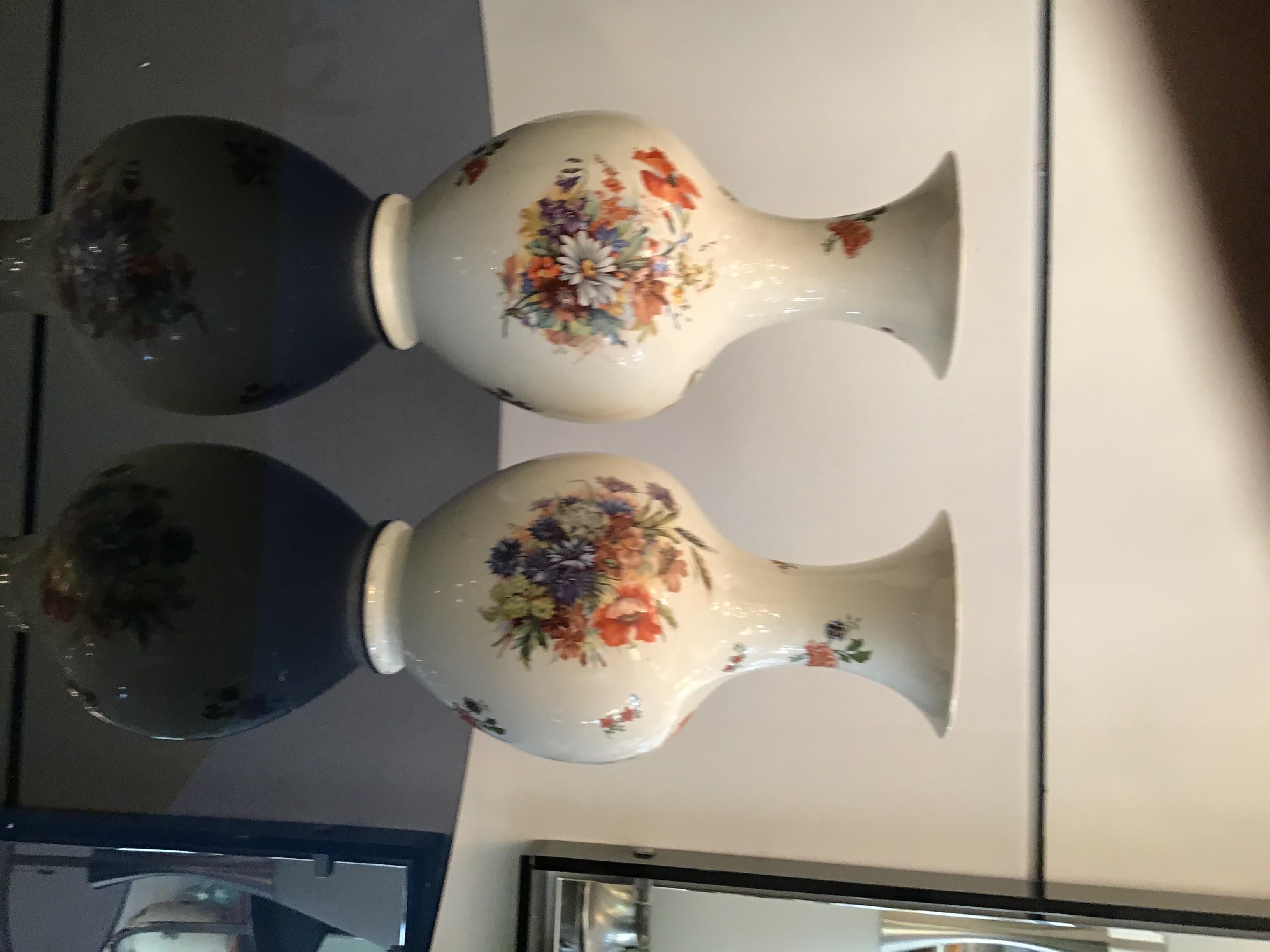 Art Deco Laveno Couple Vases Ceramic, 1930, Italy For Sale