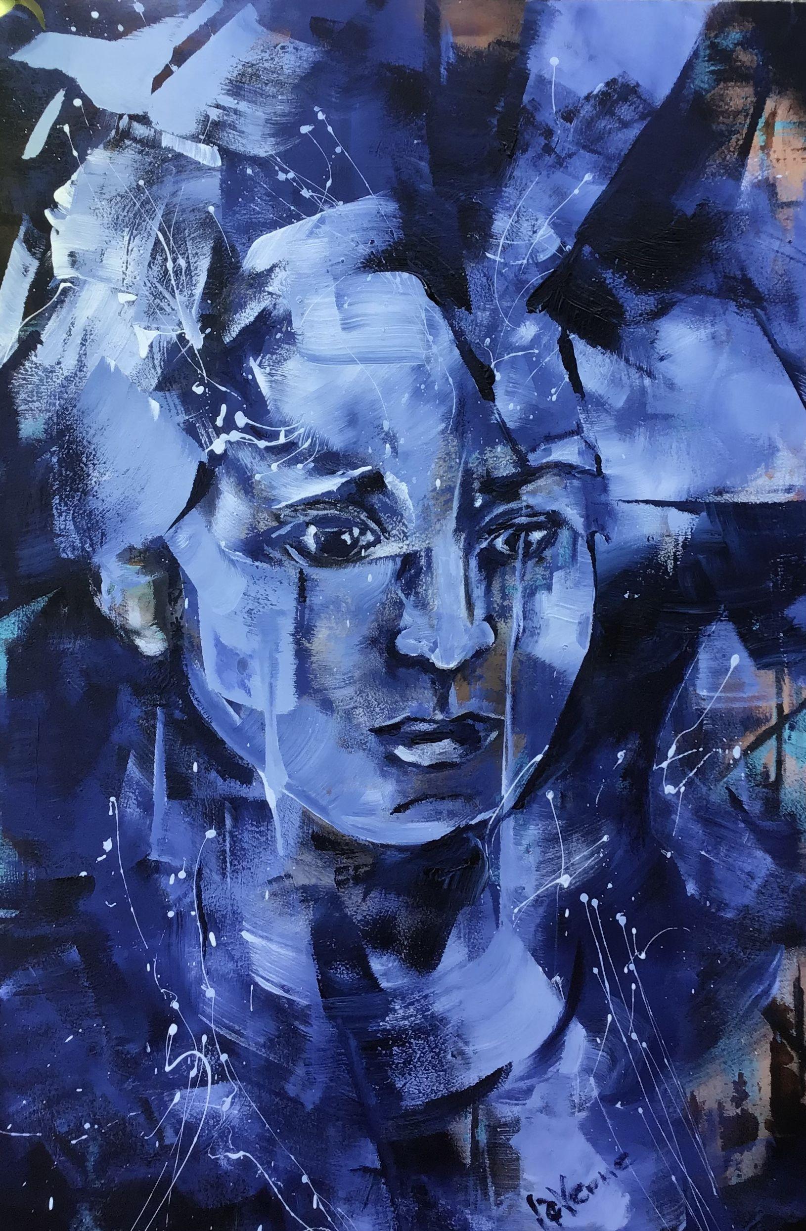 Glimpse, Gemälde, Acryl auf Holzplatte