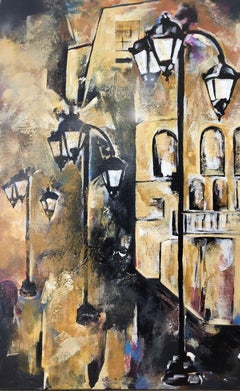 Midnight Promenade, Painting, Acrylic on Canvas