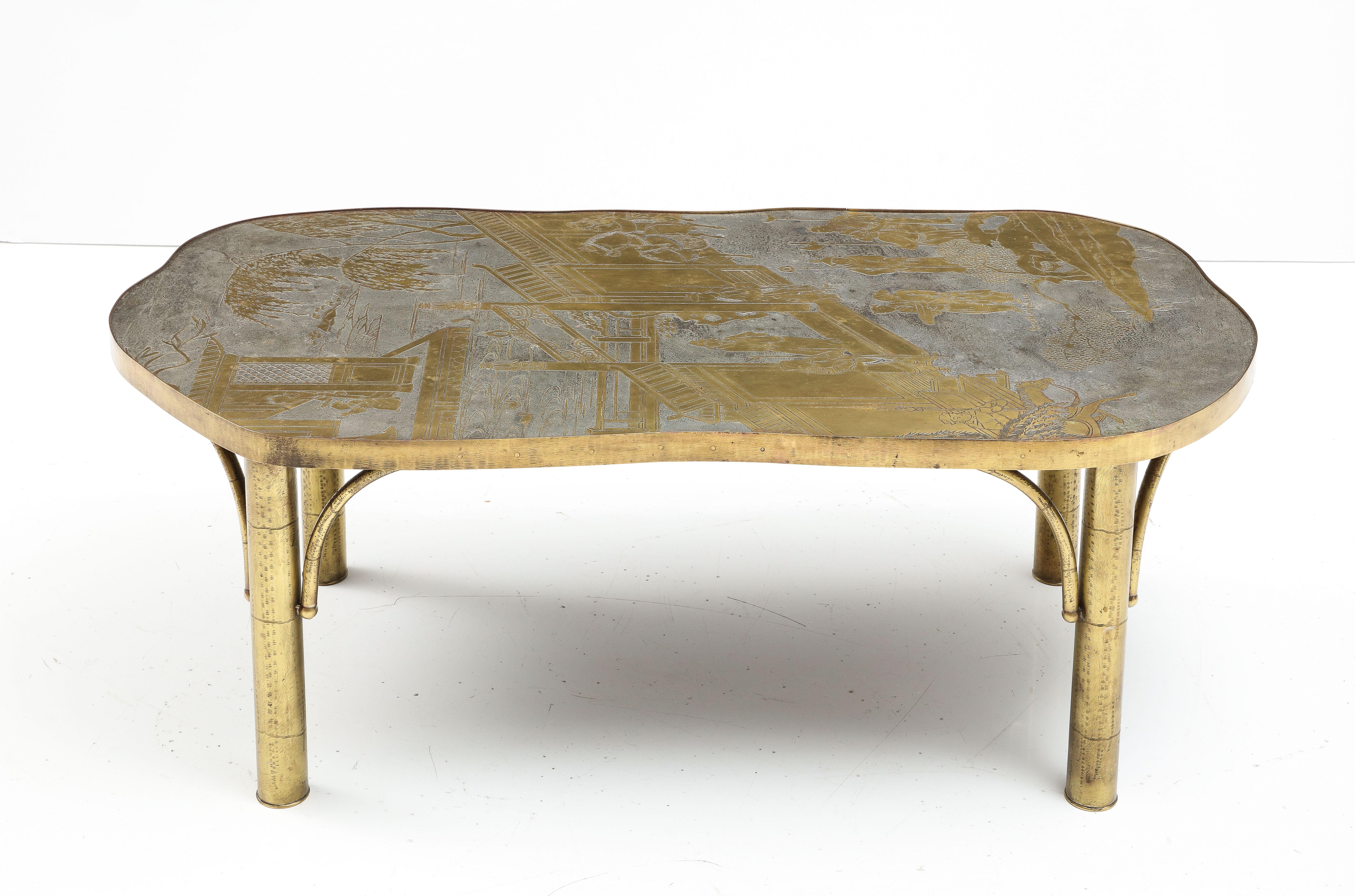 Etched Philip and Kelvin LaVerne Chan Coffee Table, USA, 1960s