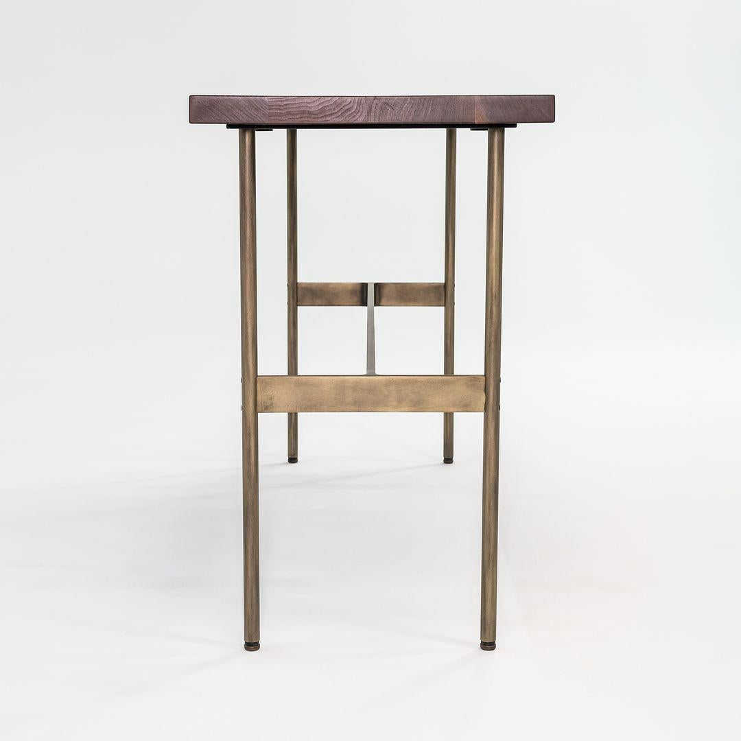 Contemporary Laverne Console Table with Solid Walnut Top on Medium Antique Bronze Frame For Sale