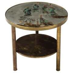 LaVerne Enameled Bronze/Pewter Sidetable