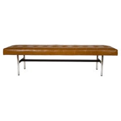 Laverne International Bench in Box-Tufted Camel Leather NYC Series 1960s