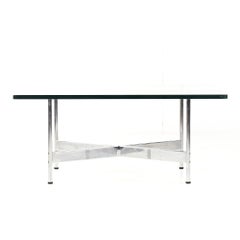 Tavolino da caffè in vetro e cromo di Laverne International, metà del secolo scorso