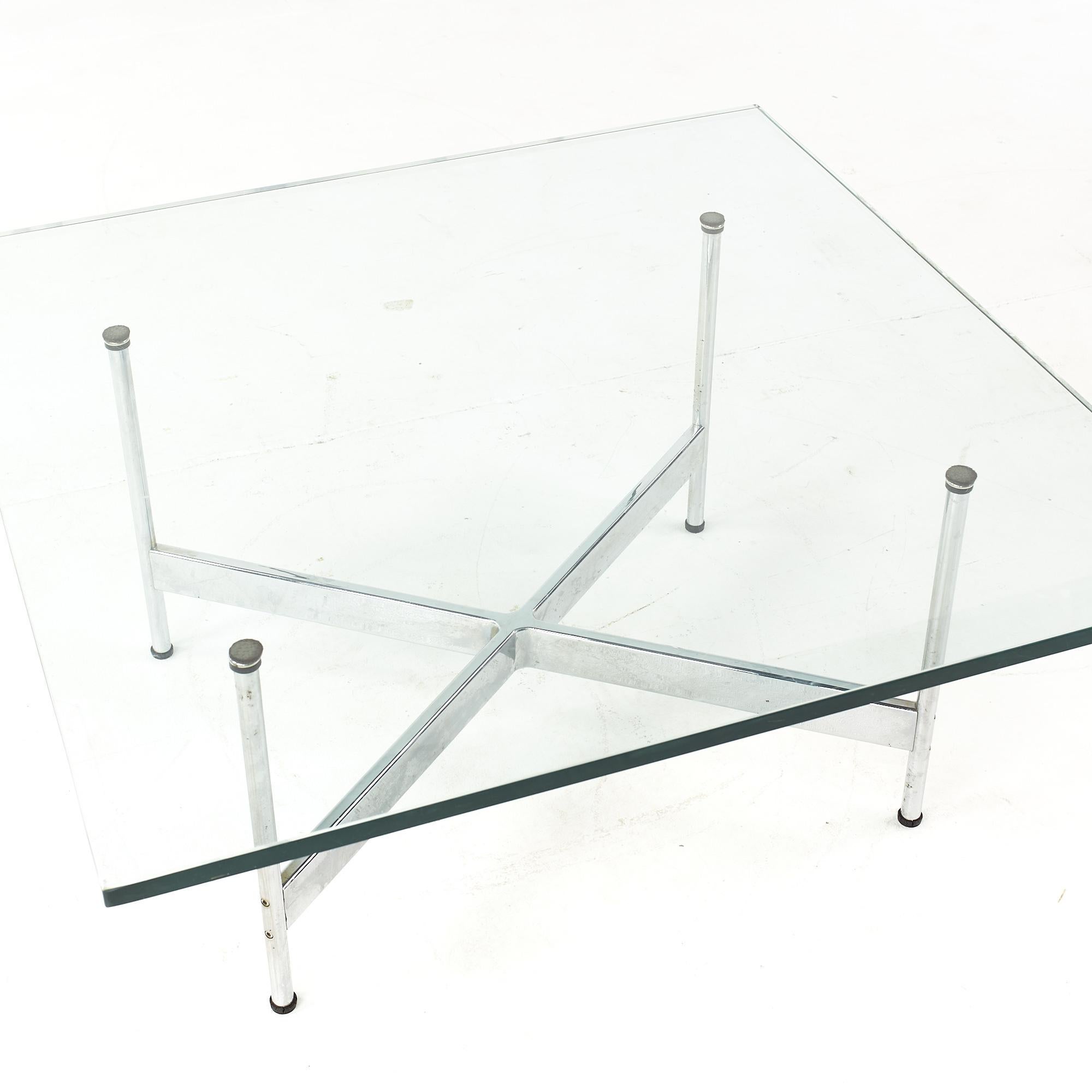 Laverne International Mid Century Chrome and Glass Coffee Table For Sale 1