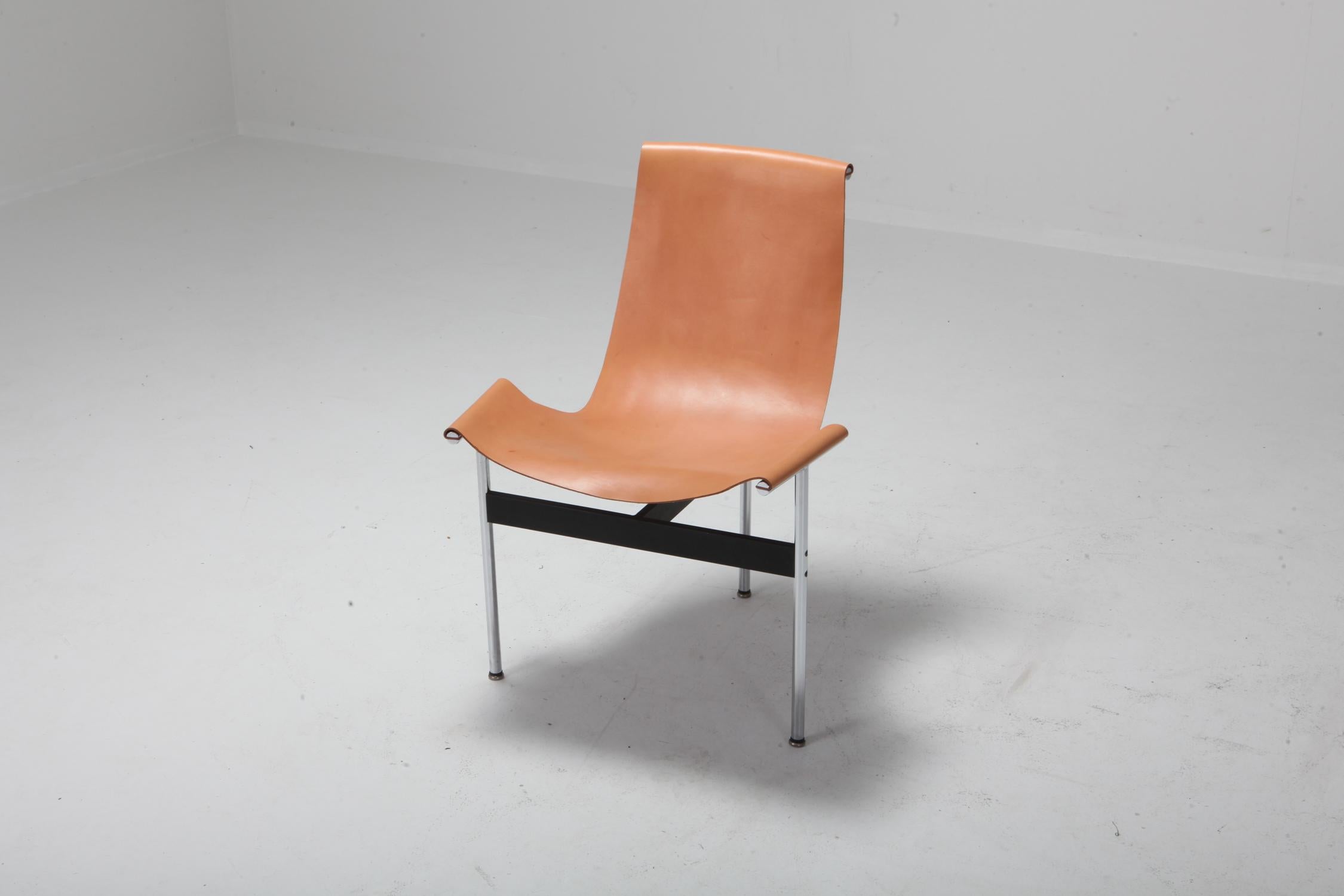Laverne International T-Stuhl aus cognacfarbenem Leder von Ross Littel (Moderne der Mitte des Jahrhunderts)