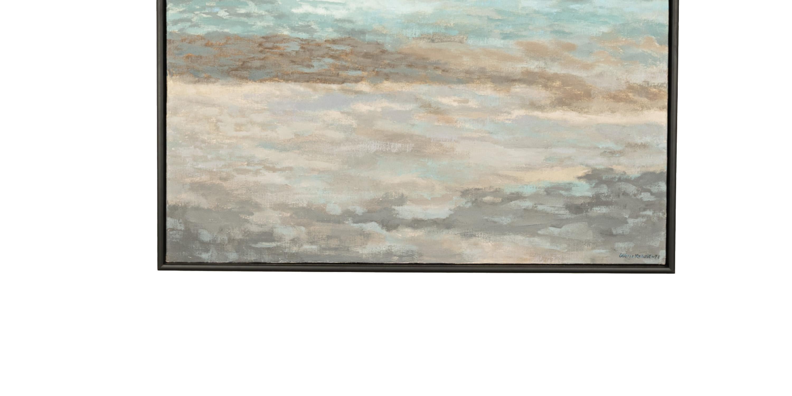Pittura ad olio astratta modernista del Pacifico nordoccidentale dell'Oregon LaVerne Kraus 1971 1