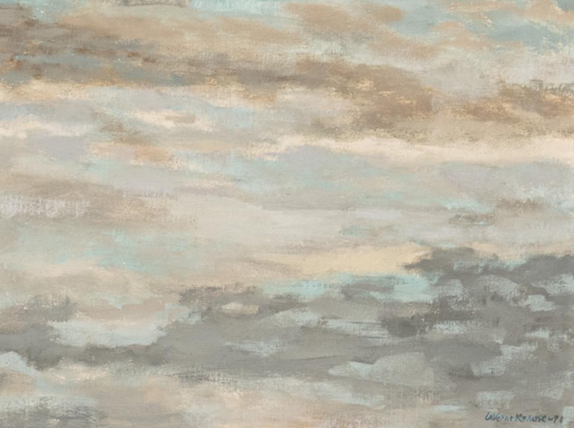 Pittura ad olio astratta modernista del Pacifico nordoccidentale dell'Oregon LaVerne Kraus 1971 5