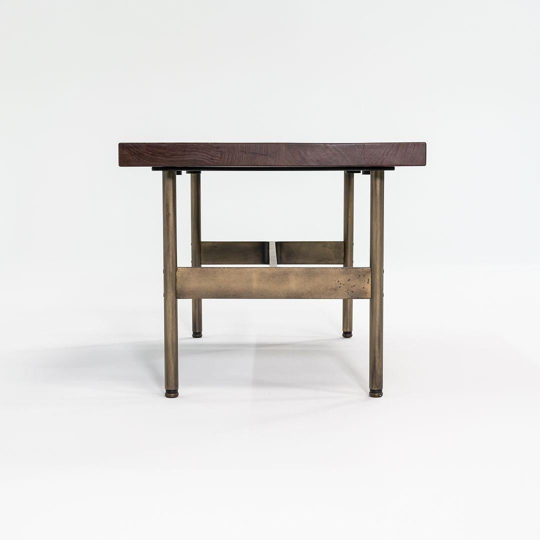 Modern Laverne Rectangle Cocktail Table w/ Solid Walnut Top w/ Antique Bronze Frame For Sale