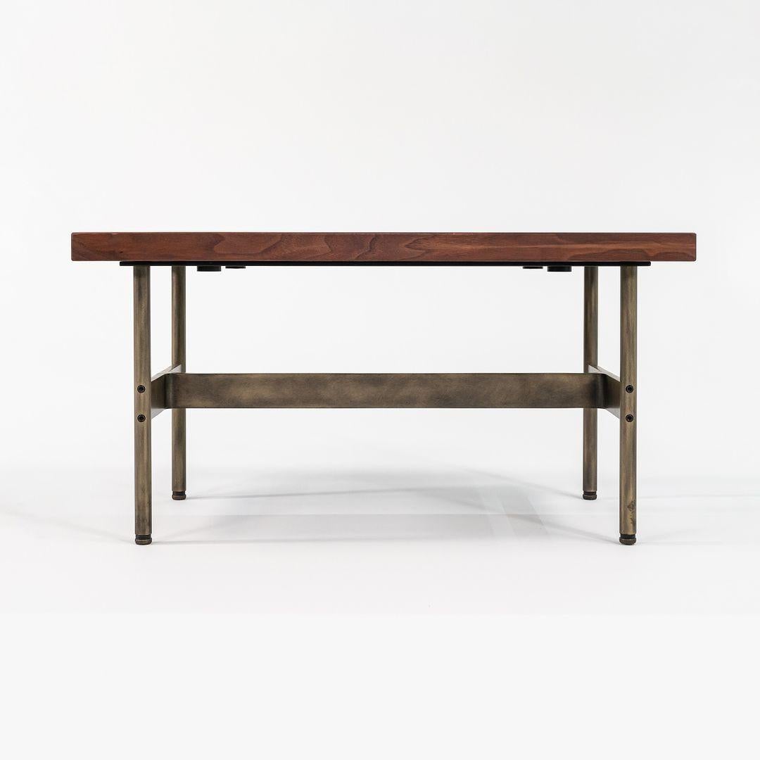 American Laverne Rectangle Cocktail Table w/ Solid Walnut Top w/ Antique Bronze Frame For Sale