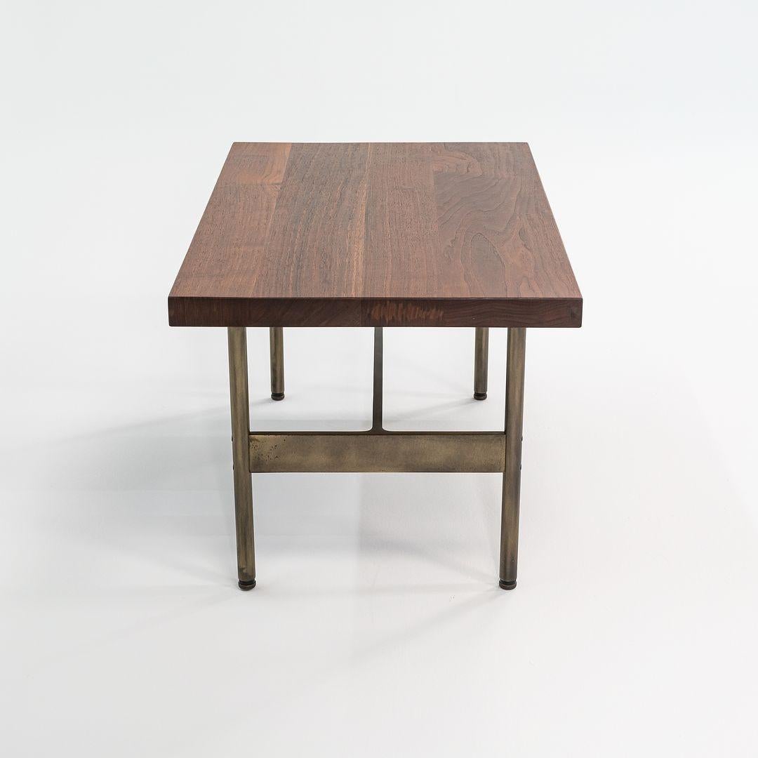 Contemporary Laverne Rectangle Cocktail Table w/ Solid Walnut Top w/ Antique Bronze Frame For Sale