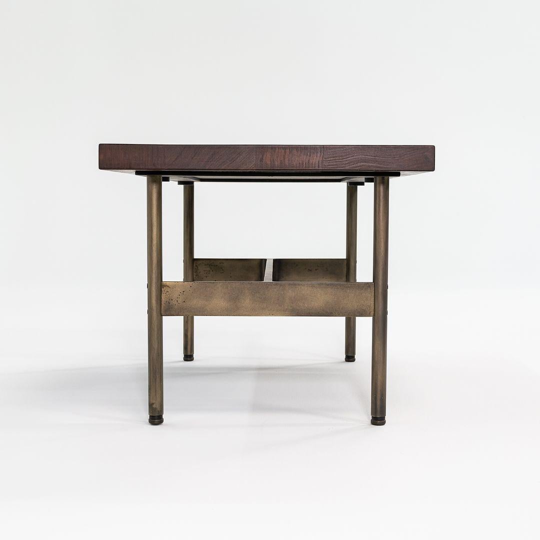 Steel Laverne Rectangle Cocktail Table w/ Solid Walnut Top w/ Antique Bronze Frame For Sale