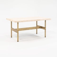 Laverne Rectangle Cocktail Table w/ Travertine Top on Light Antique Bronze Frame