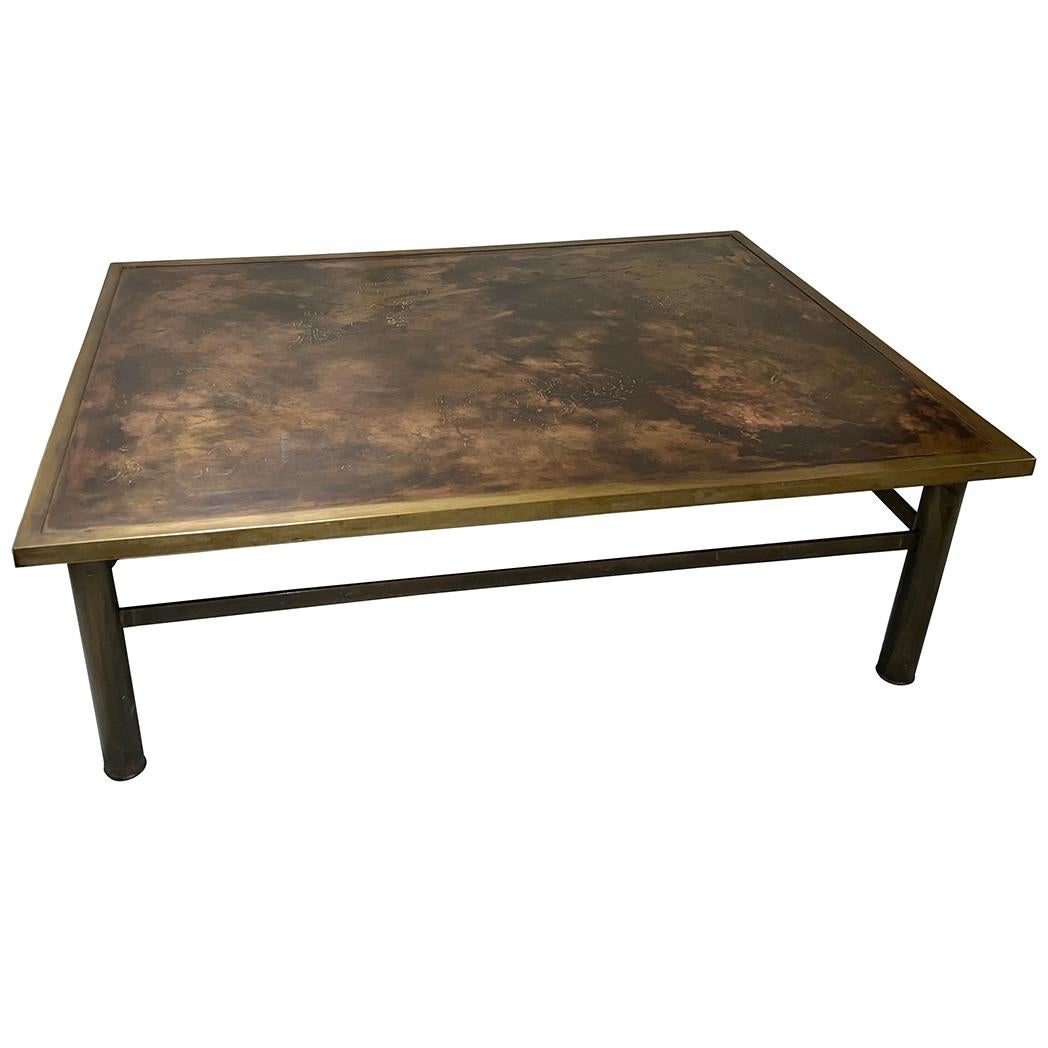 Philip and Kelvin LaVerne brass decorated coffee table, with incised and polychromed decoration.

Measurements:
Height: 15.5
