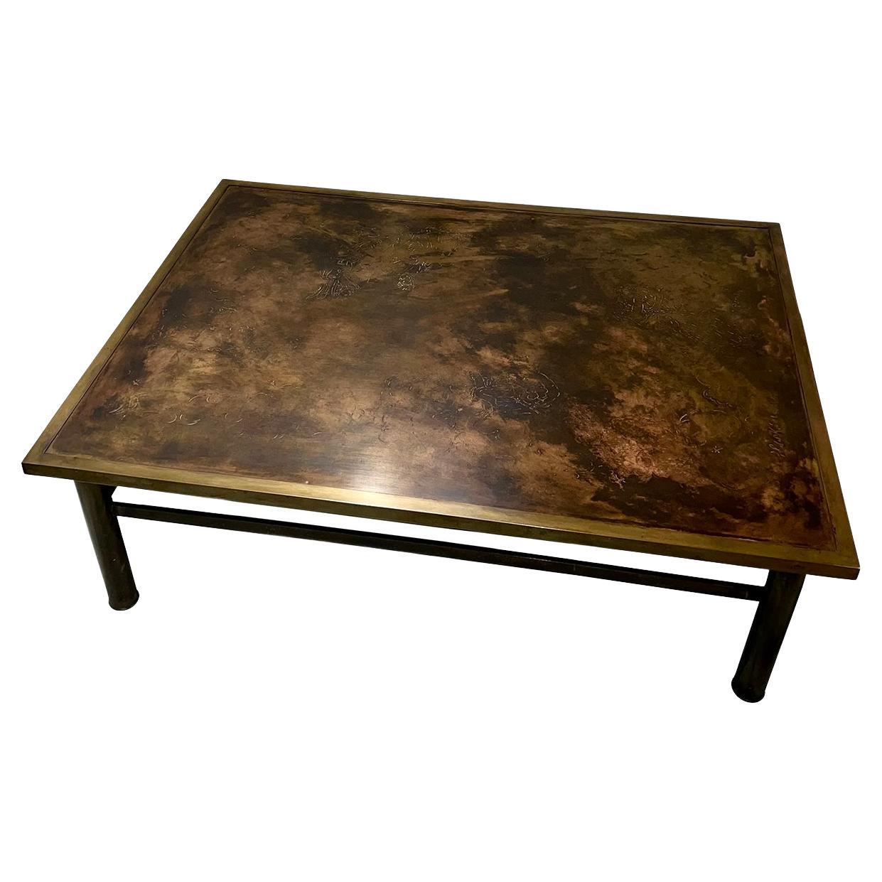 Laverne Rectangular Table with Acid Etched Top For Sale