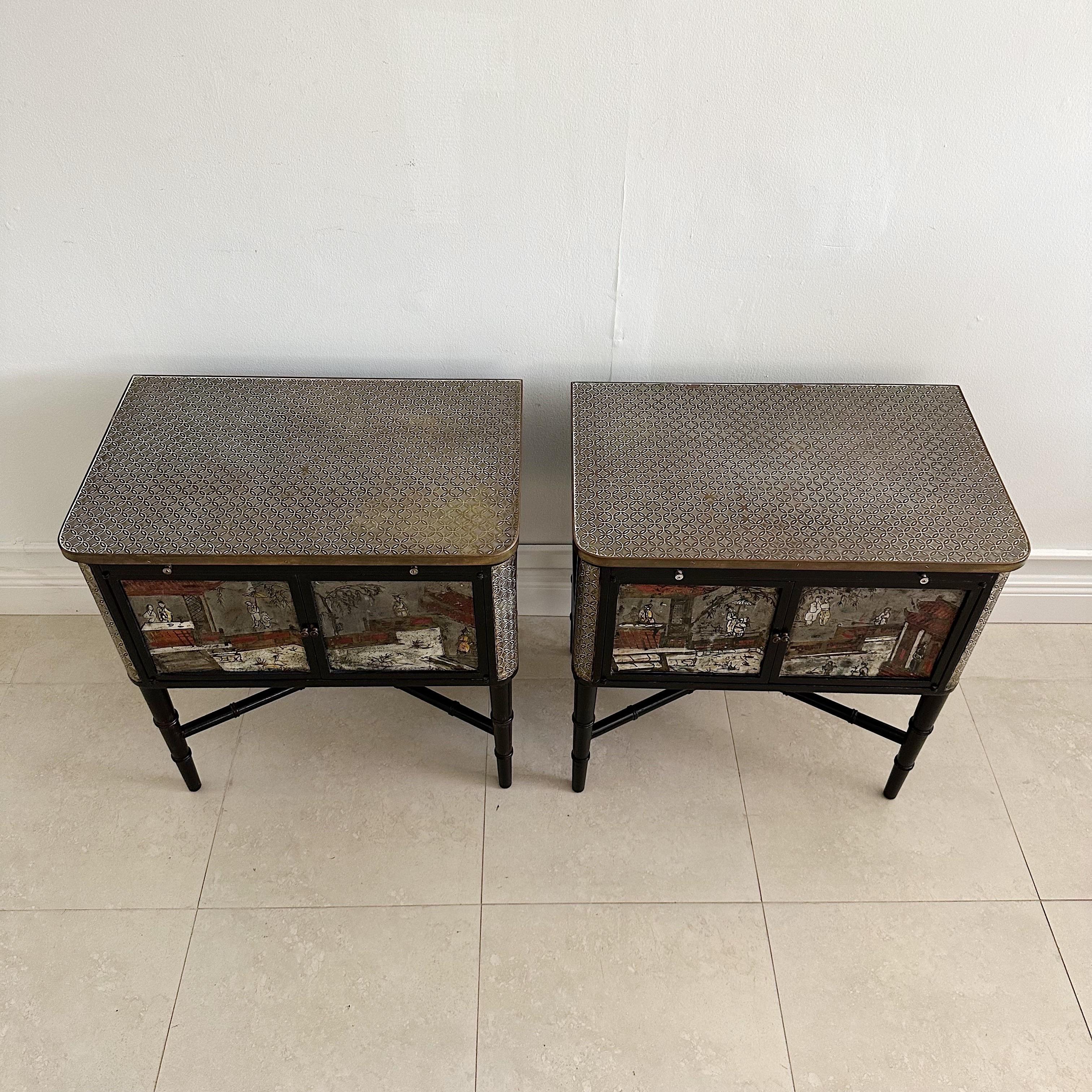 Laverne Style Chinoiserie Night Tables, 1960s 6