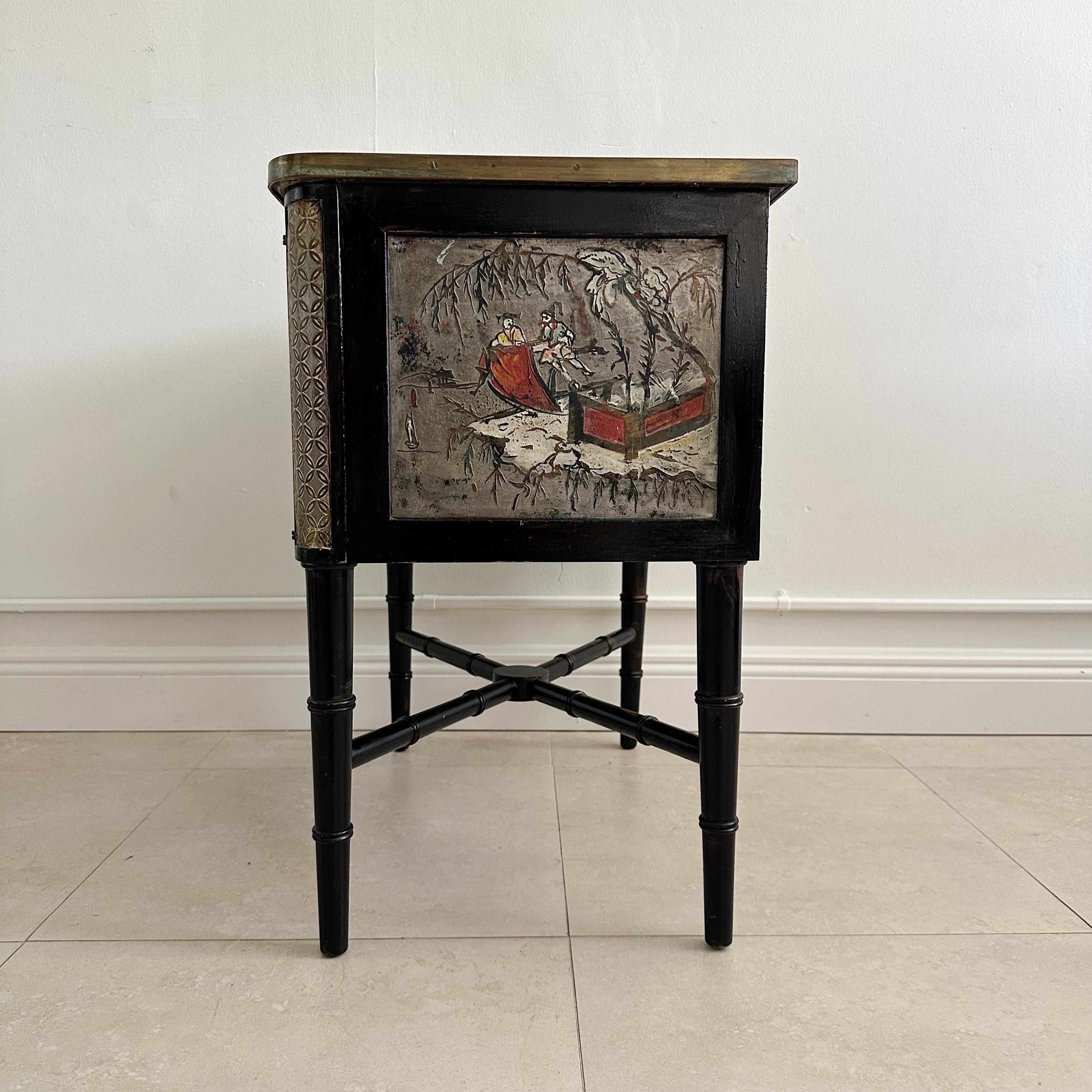Metal Laverne Style Chinoiserie Night Tables, 1960s