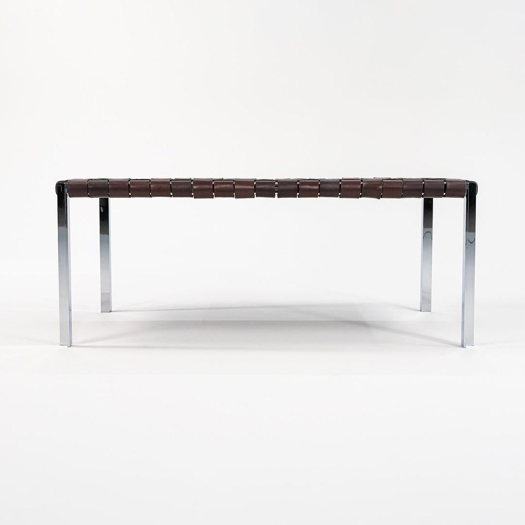 Contemporary Laverne TG-18 Small Bench in Dark Brown Leather with Polished Chrome Frame