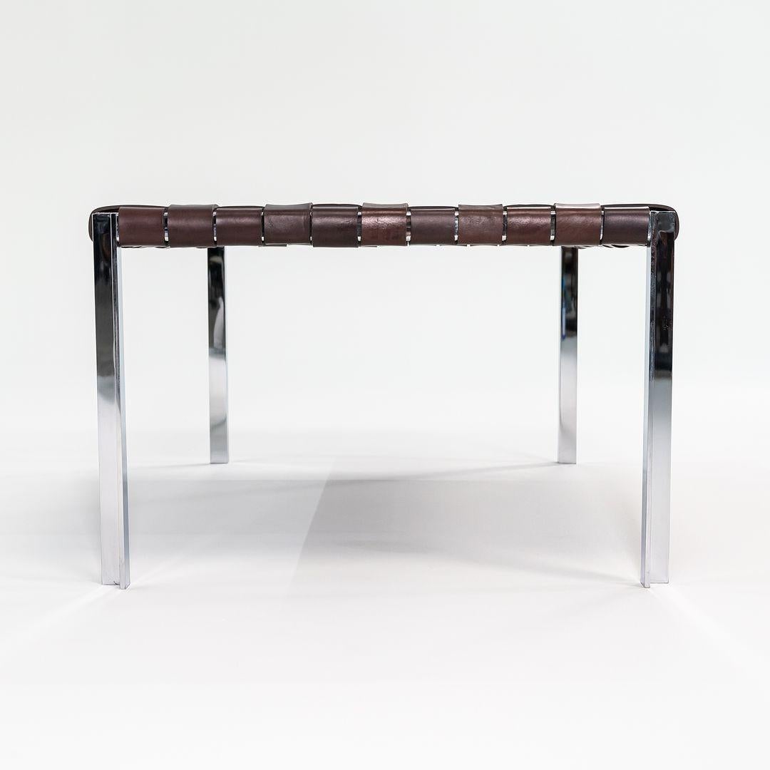 Steel Laverne TG-18 Small Bench in Dark Brown Leather with Polished Chrome Frame