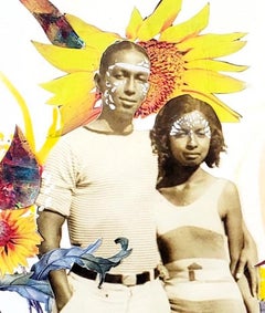 Don't Play In the Sun: Mixed Media Collage on Paper, Black African-American art