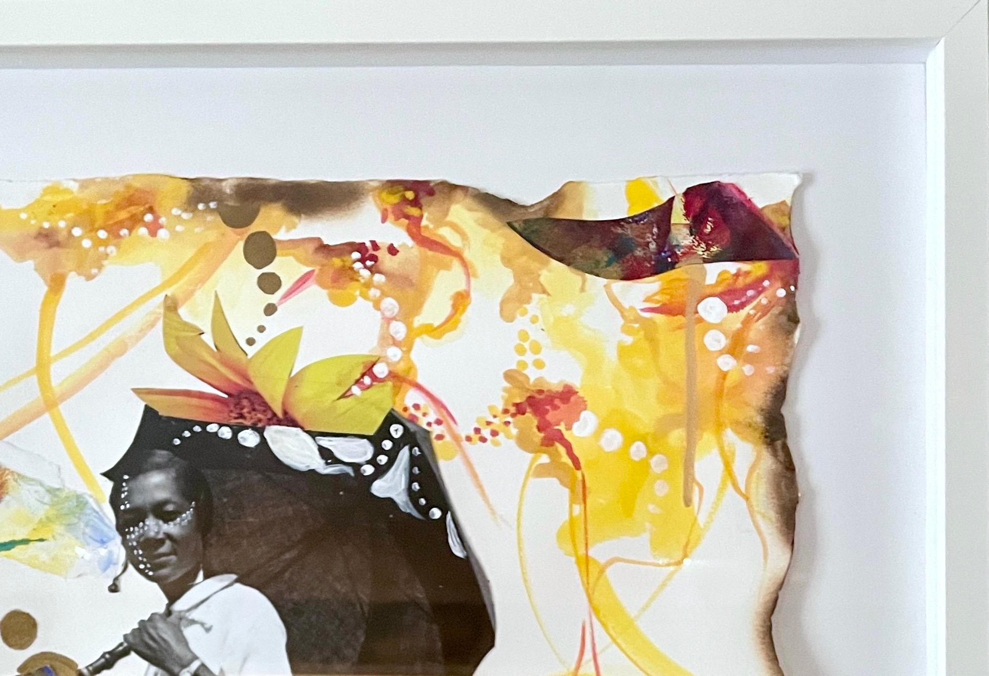 Collage mixto sobre papel con fotografías, arte negro afroamericano, enmarcado - Painting Abstracto de Lavett Ballard