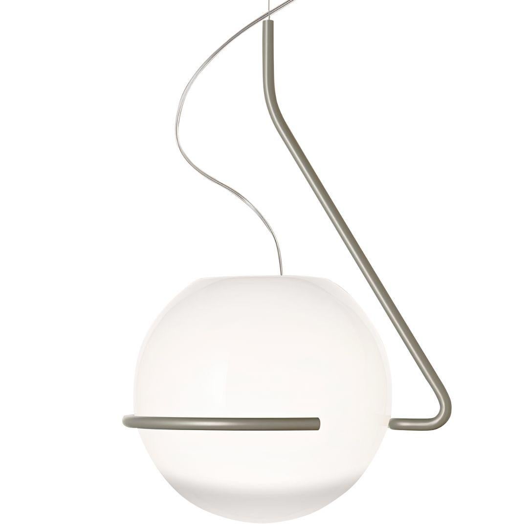 Italian Laviani ‘Tonda' Handblown Glass Pendant in Titanium for Foscarini For Sale