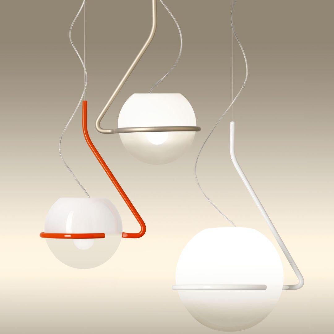 Powder-Coated Laviani ‘Tonda' Handblown Glass Pendant in White for Foscarini For Sale